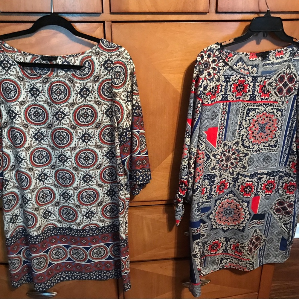 2 lightweight paisley multi color dresses